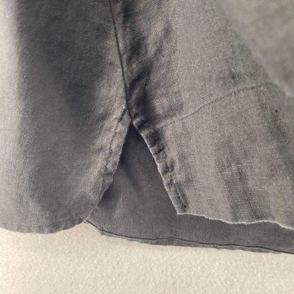 LINEN Blouse Womens M Swing Tank Top Round Neck Sleeveless Black - Picture 6 of 11